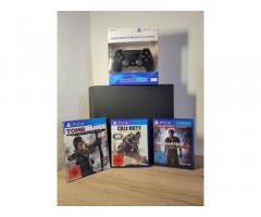PS4 PRO + kontroler v škatli + igre (Uncharted, COD, Tomb Raider)