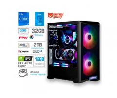 Računalnik MEGA TWR S10 i7-14700F/RTX4070 Super/32GB-DDR5/2TB-4.0/1000W/Brez OS/črna RGB