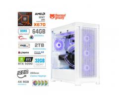 Računalnik MEGA TWR S11 R7-7800X3D/RTX5090/64GB-DDR5/2TB-4.0/1050W/Brez OS/bela RGB