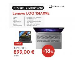 Lenovo LOQ 15IAX9E – AKCIJA z RTX3050, 24GB DDRAM5!