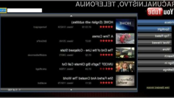 Youtube XL je prilagojen uporabnikom sodobnih televizorjev.