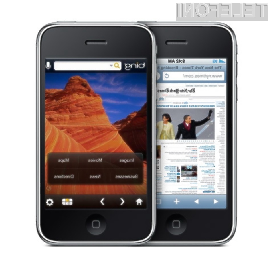 Bo Applov večpredstavnostni mobilni telefoni iPhone kmalu bogatejši za spletni iskalnik Bing?