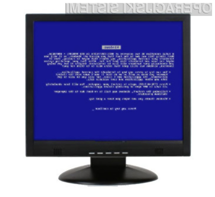Legendarni »modri zaslon« je ponovno udaril po nič hudega slutečih uporabnikih Oken XP!