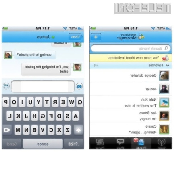 Spletna klepetalnica Windows Live Messenger naj bi bila kmalu na voljo tudi za Applov mobilnik iPhone.