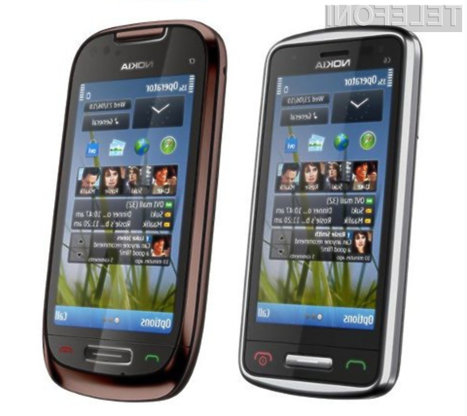 Stilsko oblikovana mobilnika Nokia C6 in C7.
