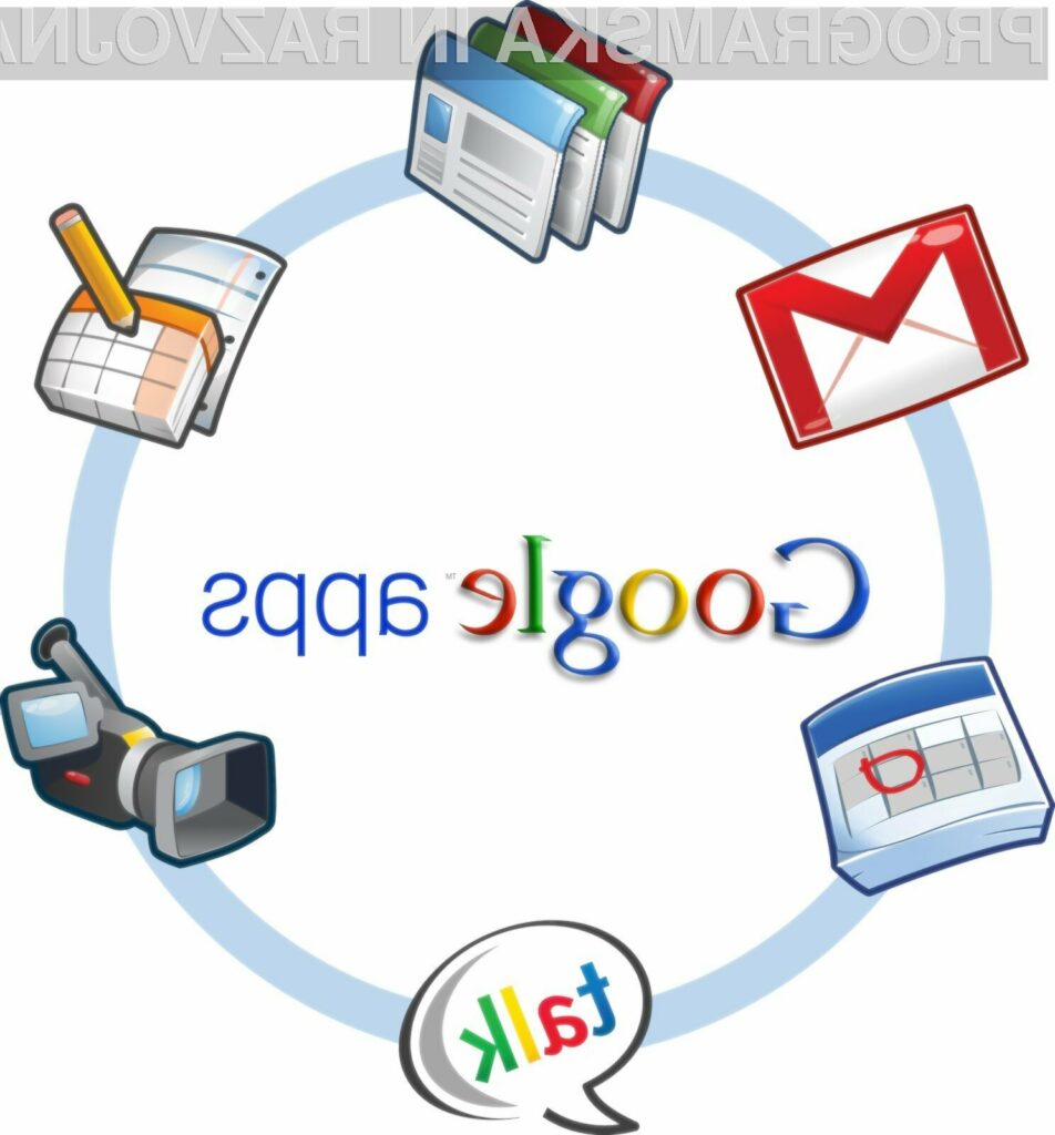 Trenutno so v Google Apps na voljo storitve Google Docs, Gmail, Google Calendar in Google Sites