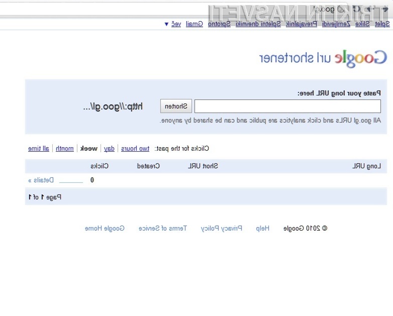 Skrčevalnik spletnih naslovov Google goo.gl več kot odlično opravlja svoje delo!
