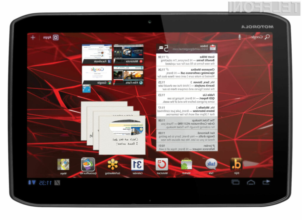 Tablico Xoom 2 poganja1,2-gigaherčni procesor in operacijski sistem Android 3,2 Honeycomb.