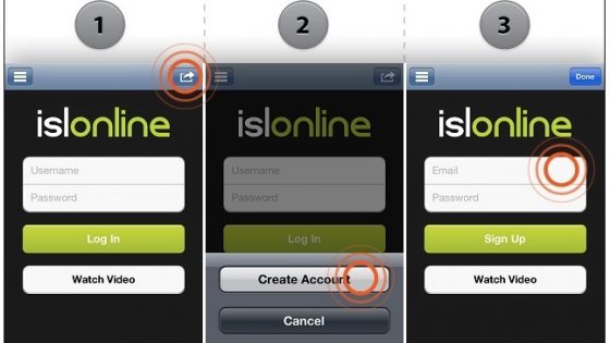 ISL Light iOS 2.0: Prijava novega uporabnika