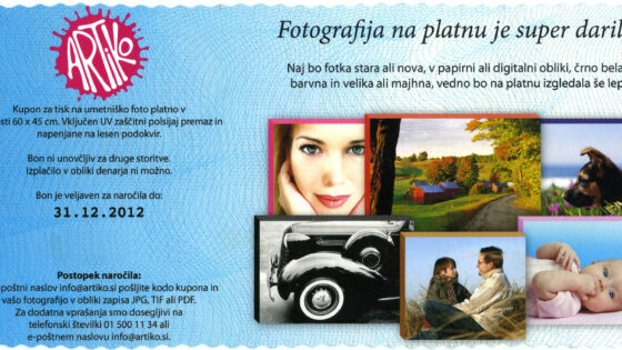 Kupon za tisk na platno v velikosti 60x45cm