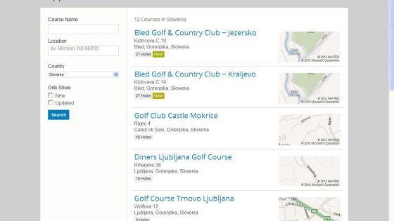 Posodobitev kartografije za golf igrišča