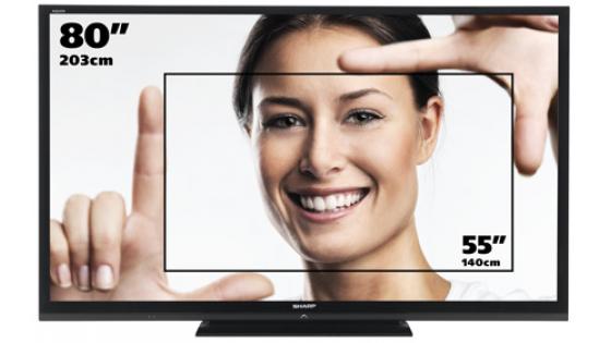 Sharpov 80" TV ima kar dvakrat  več zaslonske površine kot televizorji s 55" diagonalo.