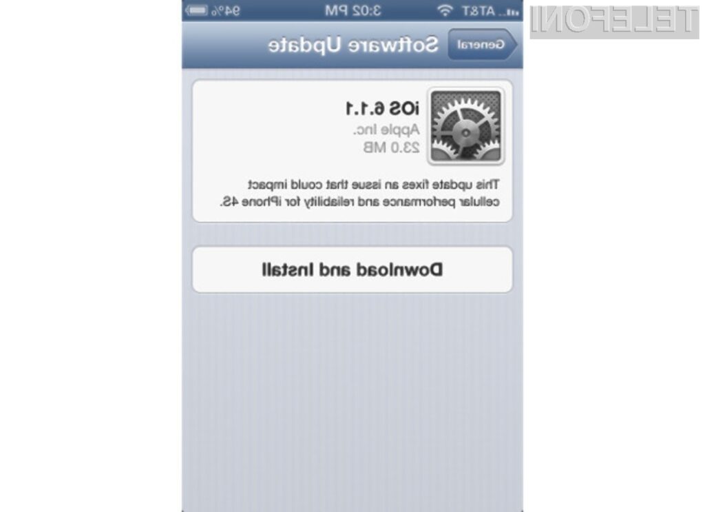 Mobilni operacijski sistem iOS 6.1.1. na mobilniku Apple iPhone 4S odpravlja težave, povezane s slabim »sprejemom« mobilnega signala.