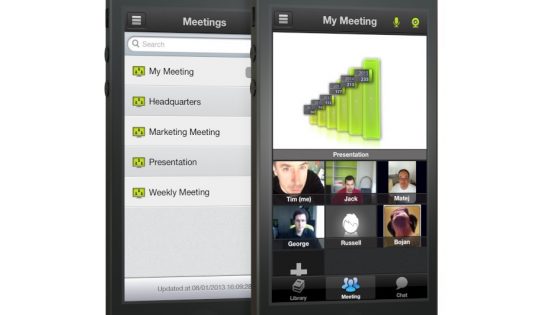 Spletni sestanek na iPhonu z novo aplikacijo ISL Groop iOS.