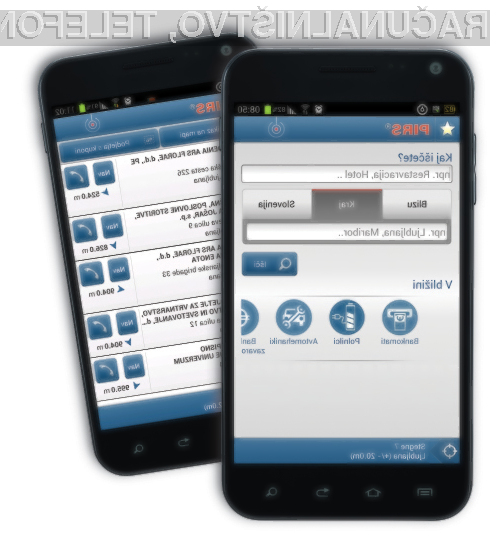 Pirs za Android ponuja hitro iskanje slovenskih podjetij.