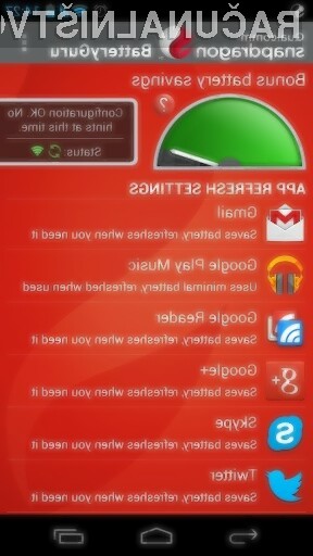 Z uporabo programa BatteryGuru se bo avtonomija delovanja mobilne naprave Android občutno podaljšala.
