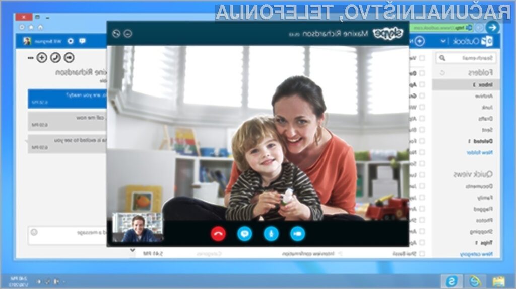 Storitev Skype bo kmalu mogoče uporabljati neposredno v e-odjemalcu Outlook.com tudi v Sloveniji.