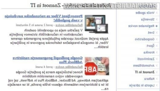 Primer seznama novic s slikami in vsebino na samostojni podstrani (primer na Najdi.si)