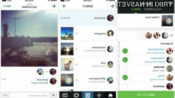 Instagram odslej omogoča pošiljanje zasebnih sporočil, fotografij in videoposnetkov.