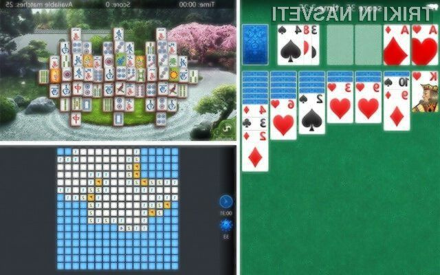 Klasične igre Pasjansa, Minolovec in Mahjong za Windows Phone se odlično obnesejo tudi na dotik občutljivih zaslonih.