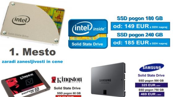 Ocena top 3 ponudnikov SSD diskov je opravljena na podlagi več 100 prodanih kosov v obdobju 2 let!