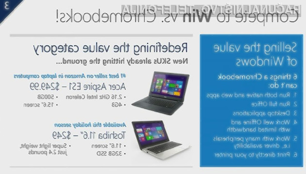 Microsoft bo na poceni prenosnike Chromebook odgovoril s poceni prenosnimi računalniki Windows!
