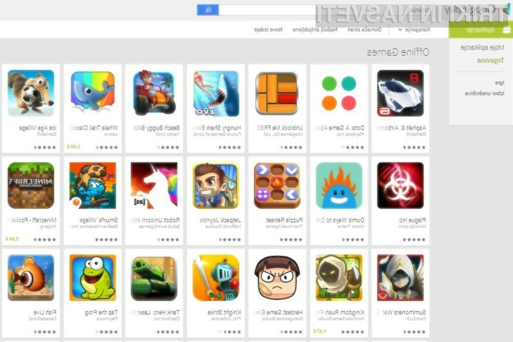 Google je uporabnikom mobilnih naprav Android olašal iskanje iger, ki za delovanje ne potrebujejo dostopa do interneta.