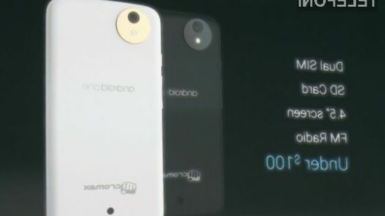 Za prvi pametni mobilni telefon zasnovan na osnovi mobilne platforme Android One bo potrebno odšteti le okoli preračunanih 73 evrov.