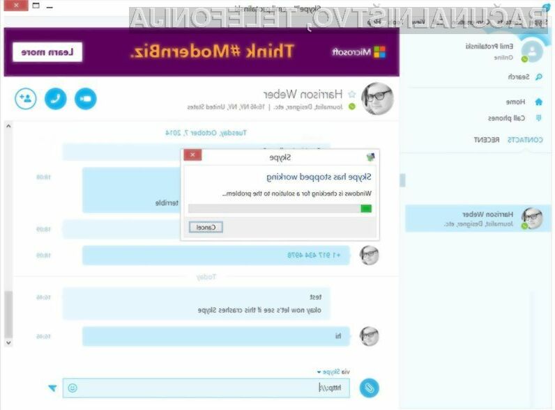 Microsoft je napako v Skypu odpravil v manj kot 24 urah!