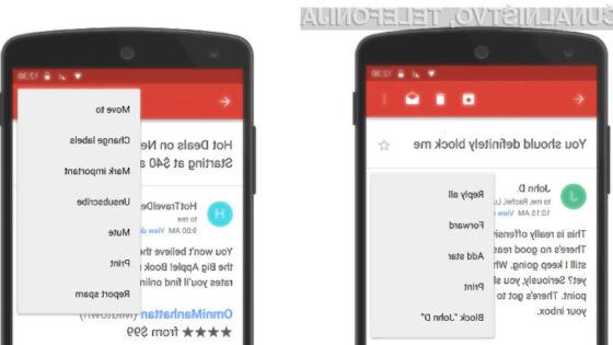 Možnost enostavnega blokiranja pošiljateljev bo kmalu omogočena tudi za uporabnike Androida!