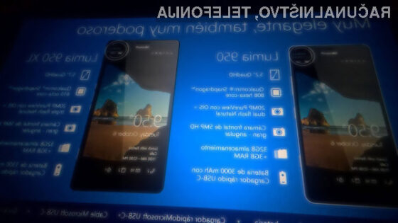 Mobilnika Microsoft Lumia 950 naj bi se zlahka zoperstavila pametnim mobilnikom Android!