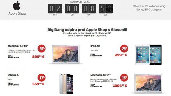 Big Bang odpira prvi Apple shop v Ljubljani in regiji