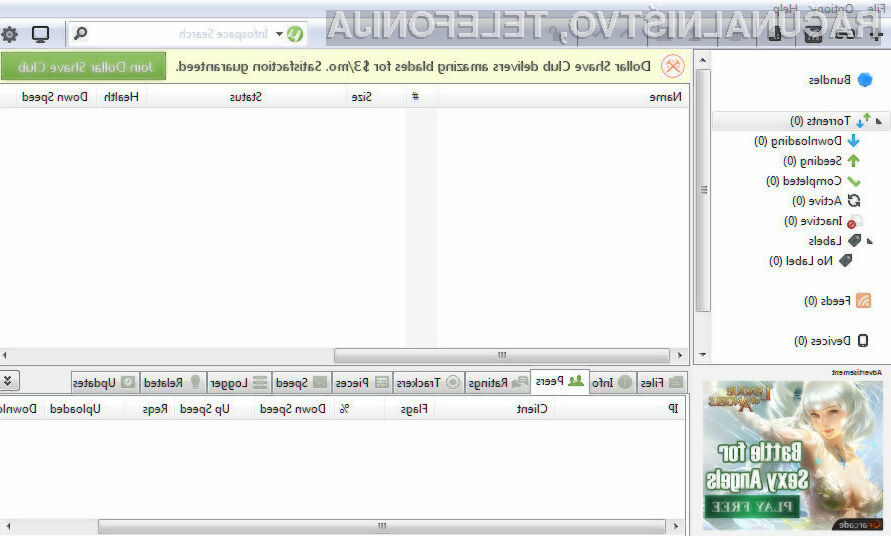 Pri odjemalec uTorrent se za nizko mesečno naročnino lahko hitro znebimo nadležnih reklamnih oglasov.