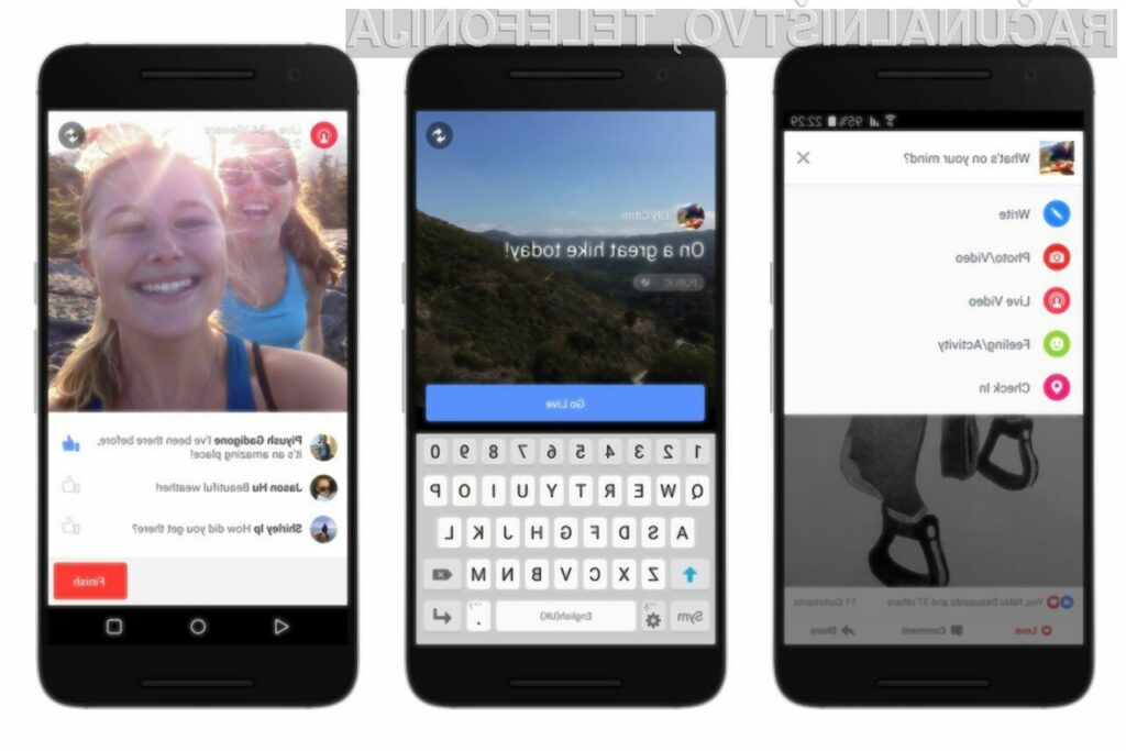 Videoposnetki v živo bodo vsem uporabnikom Facebooka na Androidu na voljo najpozneje do konca marca.
