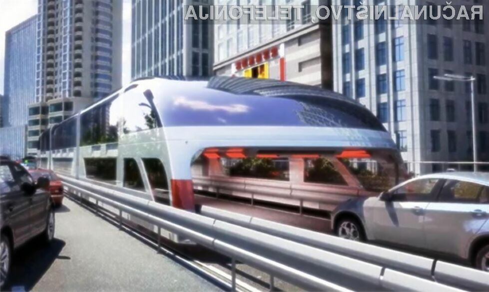 Futuristični vlak TEB naj bi na kitajskem pripomogel k manjši gneči na cesti in k manjšemu onesnaževanju okolja.