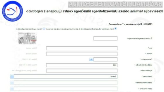 Spletne aplikacije UKC Ljubljana za rezervacijo termina ne uporabljajte, vse dokler ne bo ta zaščitena z varno povezavo HTTPS!