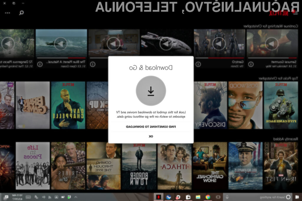 Določene vsebine na Netflixu lahko odslej prenesemo tudi na osebni računalnik z Windowsi 10!