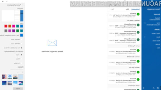 Odjemalec e-sporočil Windows 10 Mail je prvi program, ki je prejel novi grafični vmesnik Fluent Design.