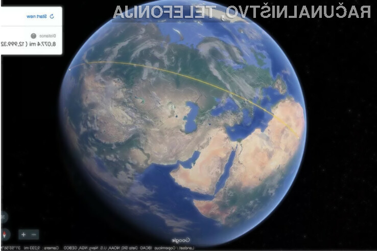 Novi Google Earth meri tako razdalje kot površine!