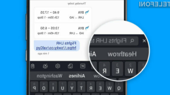 Novi SwiftKey omogoča neposredno iskanje na svetovnem spletu preko spletnega iskalnika Bing.