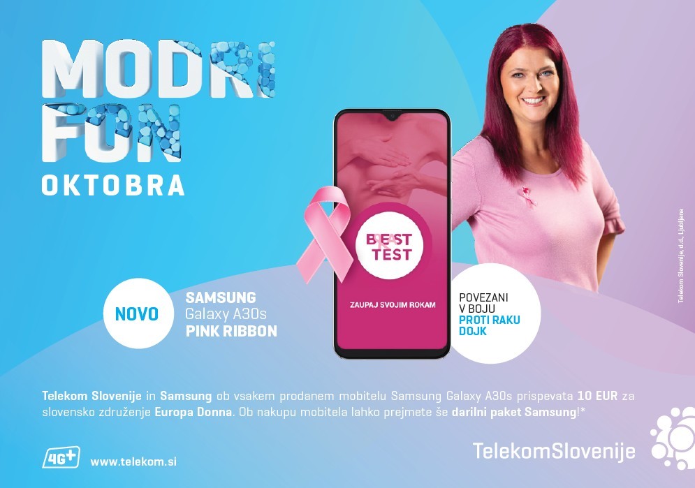 Samsung in Telekom Slovenije v rožnatem oktobru donirata sredstva za boj proti raku dojk