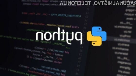 Python se po priljubljenosti med programerji trenutno nahaja na drugem mestu.