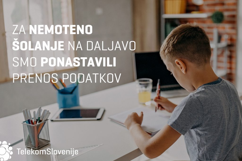 Z namenom zagotovitve nemotenega poteka šolanja in dela na daljavo Telekom Slovenije svojim naročnikom mobilnih paketov podarja doslej porabljene količine prenosa podatkov in jih ponastavlja na prvi dan v mesecu
