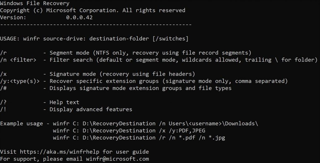 Napredna programska oprema Microsoft Windows File Recovery je namenjena zahtevnejšim uporabnikom.