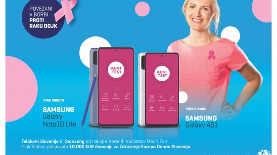 V rožnatem oktobru tudi letos Telekom Slovenije in Samsung s posebno serijo mobitela za donacijo Združenju Europa Donna