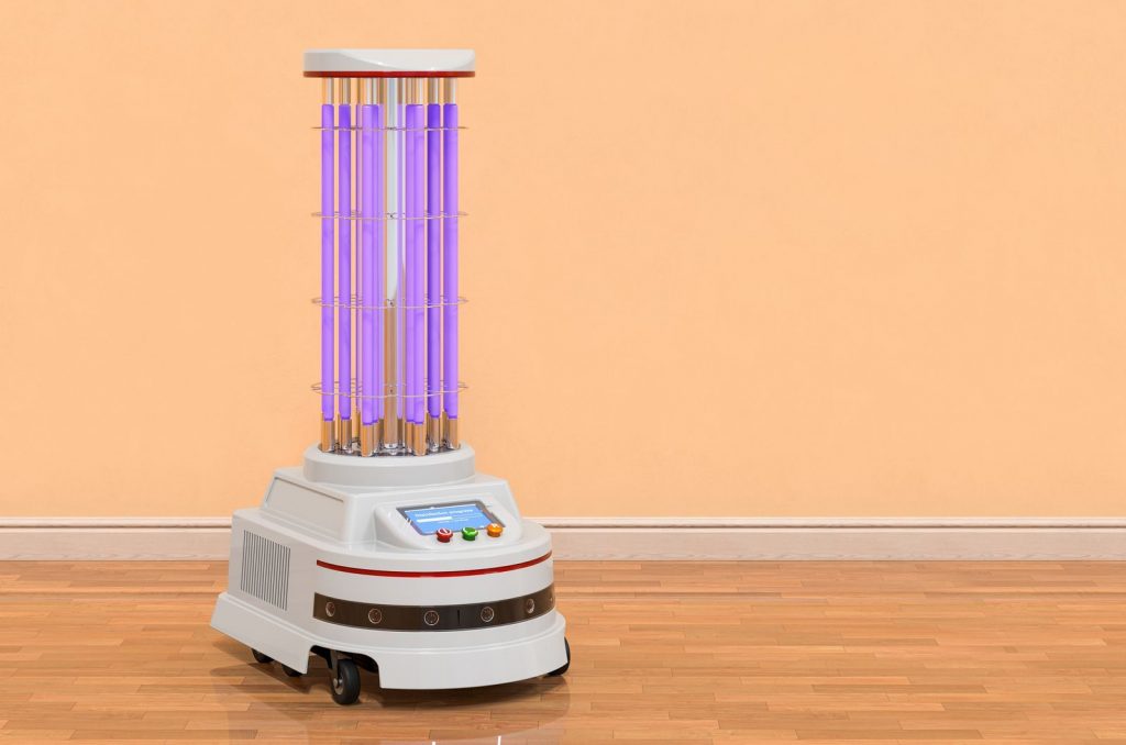 Namenski robot razkuži prostore kar s pomočjo ultravijolične svetlobe.