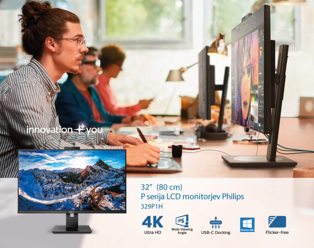 Monitorja Philips 326P1 in 329P1H s priključkom USB-C in Windows Hello