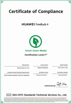 Huawei FreeBuds 4 so poleg zmogljive strojne opreme in privlačnega dizajna, sedaj dobile še zeleno potrdilo za okoljsko varnost.