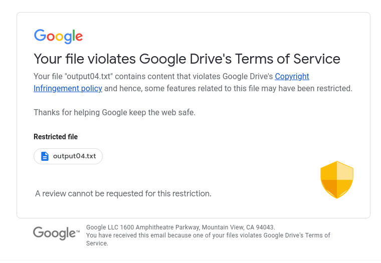 Google Drive je začel blokirati prazne datoteke zaradi kršenja avtorskih pravic