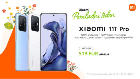 Xiaomi 11T Pro vas čaka s 25% popustom (namesto 689 EUR bo njegova cena 519 EUR).